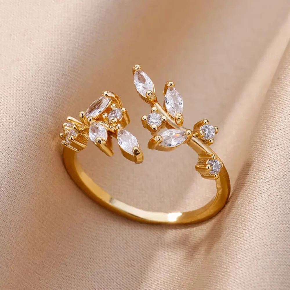 Bagues Cristal Zircon Plaquées Or pour Femme Sans anicroche