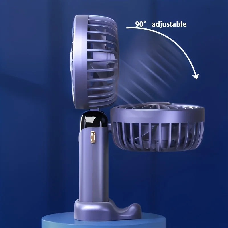Portable Mini Fan With 6 Speeds LED USB Rechargeable Charging Small Foldable Battery Fans Handheld Desk Bedroom Indoor Outdoor YC Studio