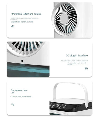 Air Conditioner Portable Fan Desktop Dual Spray Ultrasonic Atomization 3-Speed Mute Air Cooler Night Light Electric Fan for Home YC Studio