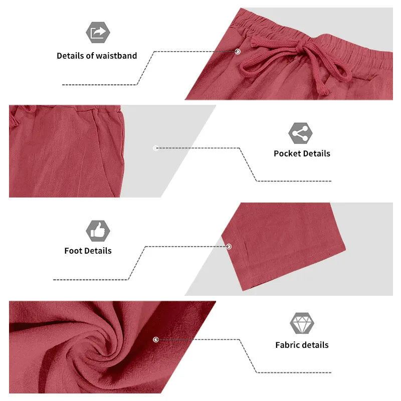 Men's 16-Color Breathable Linen Yoga Pants Loose Casual Sportswear for Spring/Summer 2025 European And American Style YC Studio