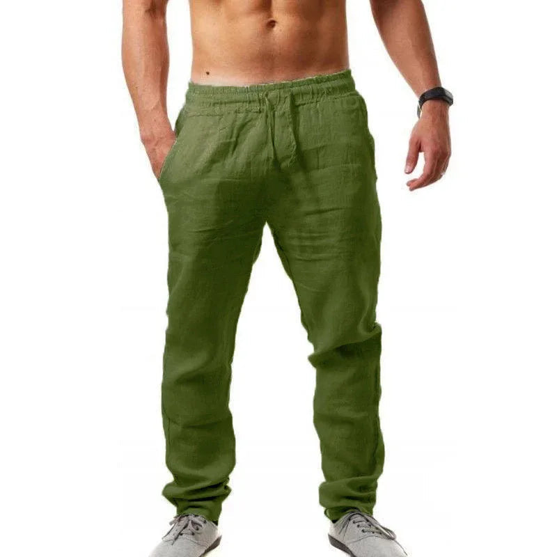 Spring/Summer New 9 Colors Men's Solid Color Cotton Linen Pants Autumn Streetwear Fashion Casual Solid Color Loose Trousers YC Studio