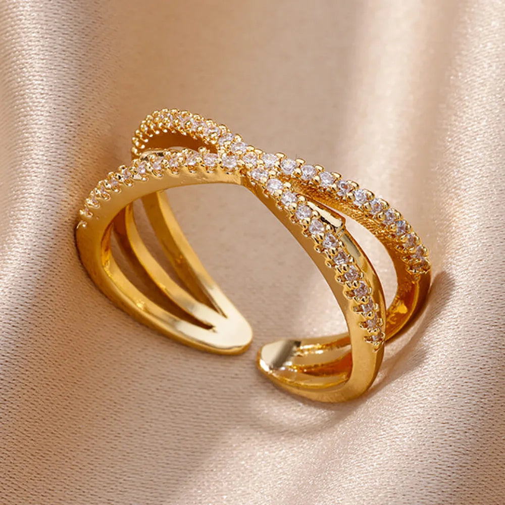 Bagues Cristal Zircon Plaquées Or pour Femme Sans anicroche