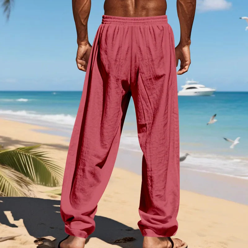 Men's 16-Color Breathable Linen Yoga Pants Loose Casual Sportswear for Spring/Summer 2025 European And American Style YC Studio
