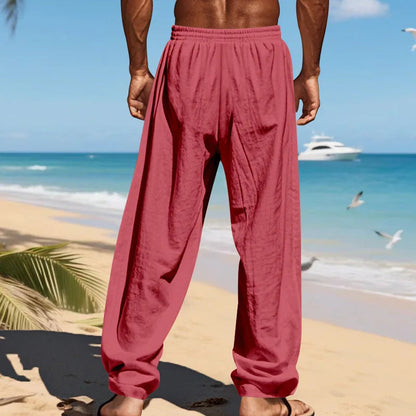Men's 16-Color Breathable Linen Yoga Pants Loose Casual Sportswear for Spring/Summer 2025 European And American Style YC Studio