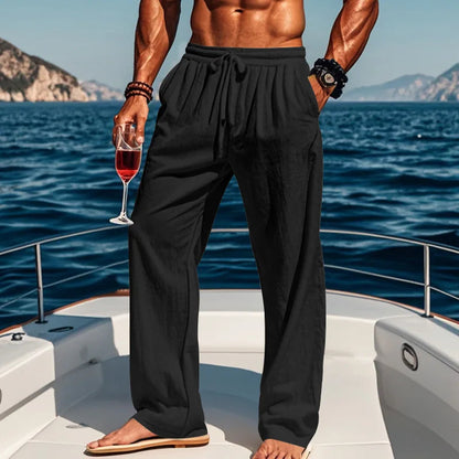 Men's 16-Color Breathable Linen Yoga Pants Loose Casual Sportswear for Spring/Summer 2025 European And American Style YC Studio