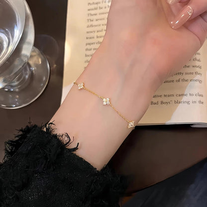 New Stainless Steel Zircon Necklaces for Women 18K Gold Plated Four Leaf Grass Collar Chain Necklace Luxury Jewelry Gift Sans anicroche