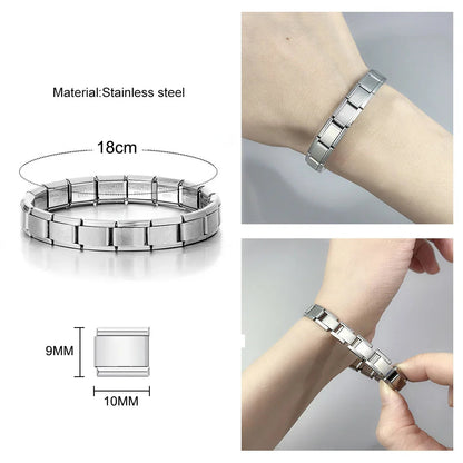 Italian Charm Bracelets For Men Women Jewelry 20*9mm Silver Color Stainless Steel Bracelet Bangle Male Female Party Accessories YC Studio