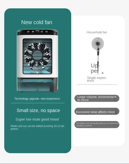 Air Conditioner Portable Fan Desktop Dual Spray Ultrasonic Atomization 3-Speed Mute Air Cooler Night Light Electric Fan for Home YC Studio