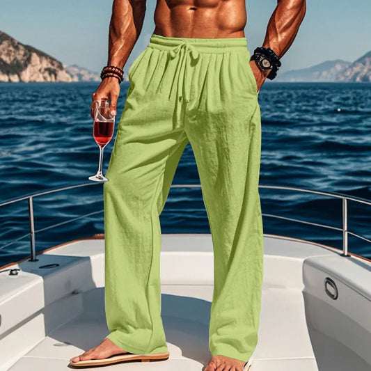 Men's 16-Color Breathable Linen Yoga Pants Loose Casual Sportswear for Spring/Summer 2025 European And American Style YC Studio