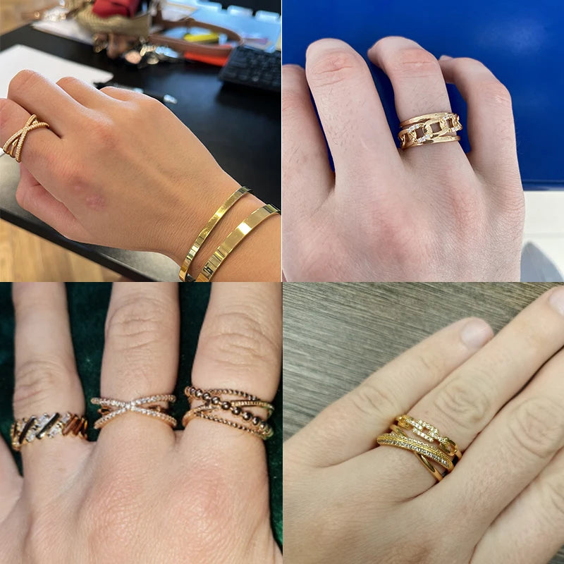 Bague Dorée Chaîne avec Cristal – Bijou Chic pour Femme Sans anicroche