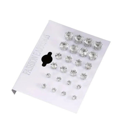 Set de 12 Boucles d'oreilles en  Acier Argenté avec Gemmes – Bijoux Unisexe Sans anicroche