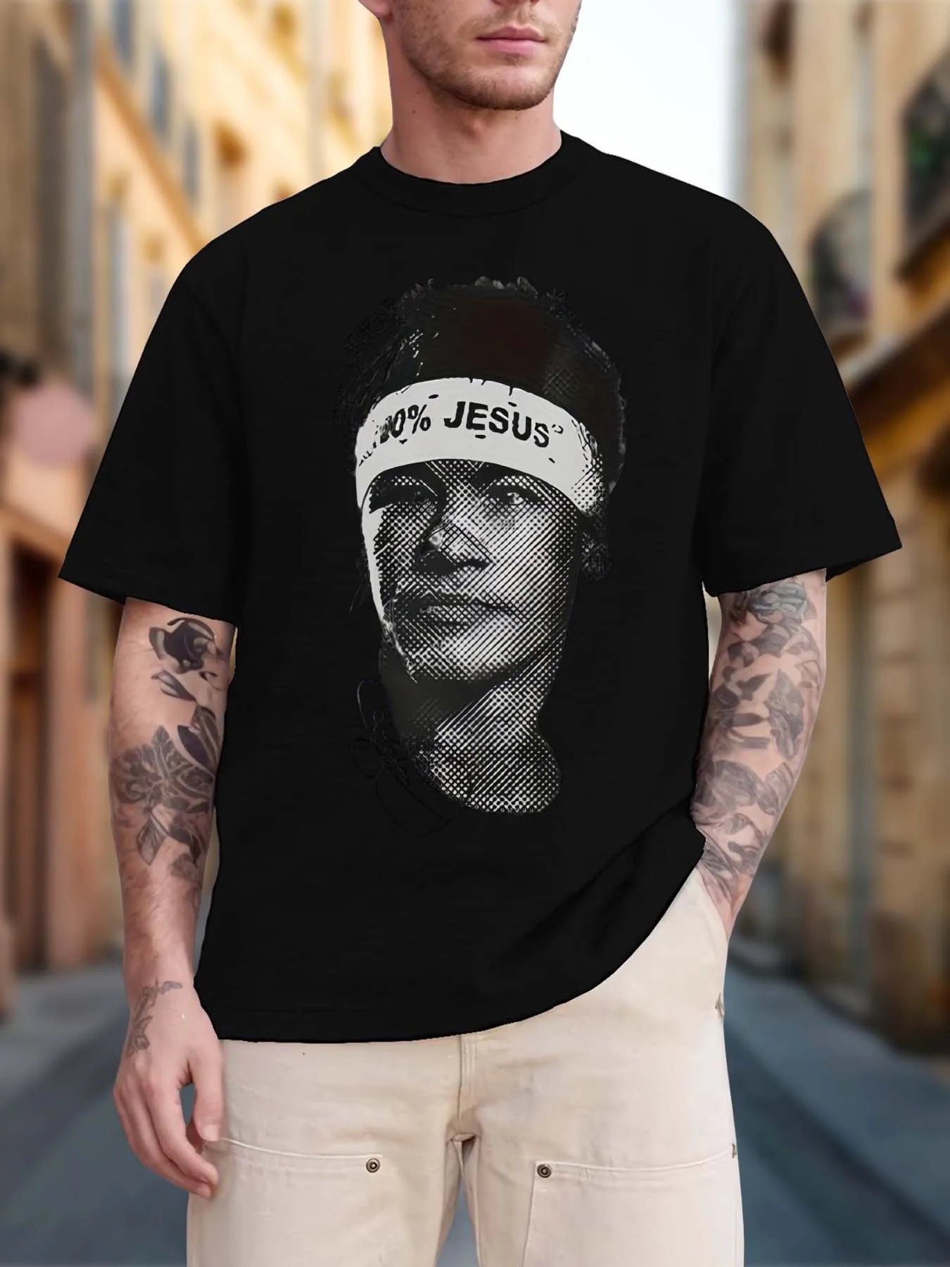 men's short-sleeve summer T-shirt with printed pattern unisex style suitable for home wear parties as a gift YC Studio