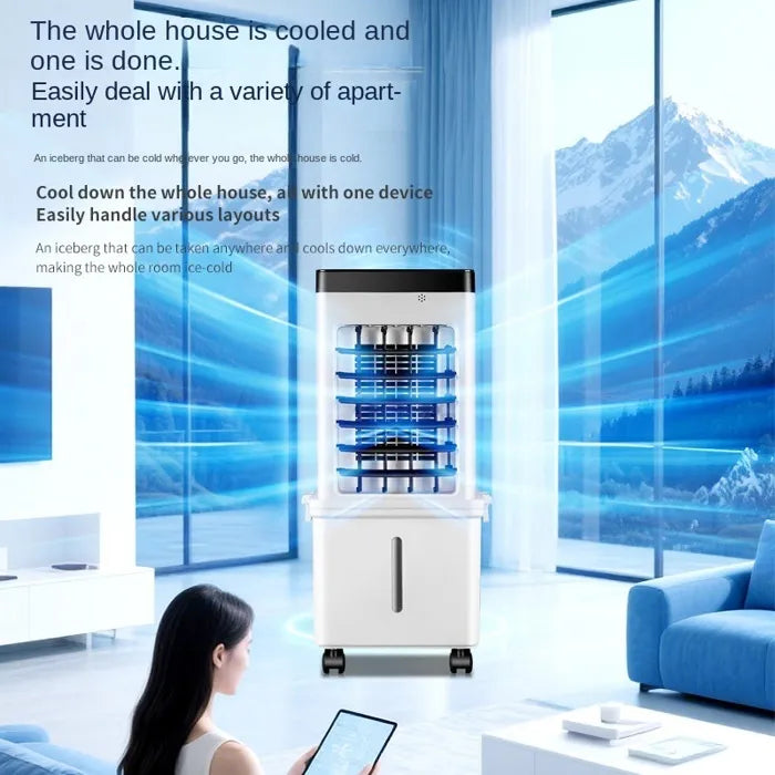 Climatiseur portable blanc 15L, 3 vitesses télécommande rafraîchisseur maison YC Studio